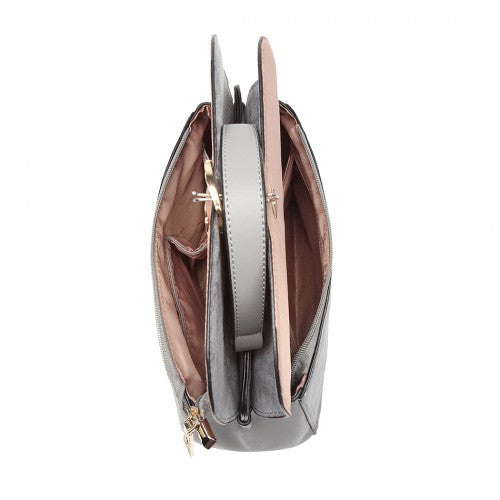 Easy Luggage LB6871-MISS LULU STYLISH LADIES LEATHER HANDBAG SHOULDER BAG GREY