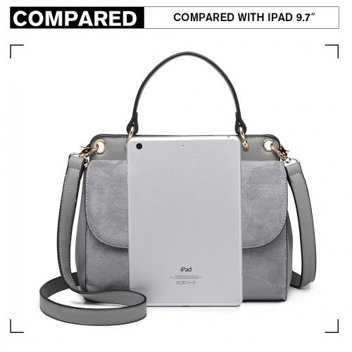 Easy Luggage LB6871-MISS LULU STYLISH LADIES LEATHER HANDBAG SHOULDER BAG GREY