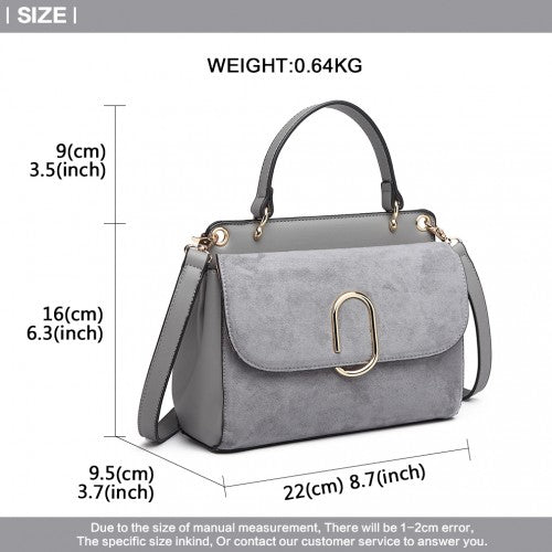 Easy Luggage LB6871-MISS LULU STYLISH LADIES LEATHER HANDBAG SHOULDER BAG GREY