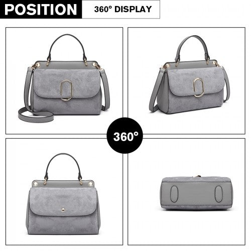 Easy Luggage LB6871-MISS LULU STYLISH LADIES LEATHER HANDBAG SHOULDER BAG GREY