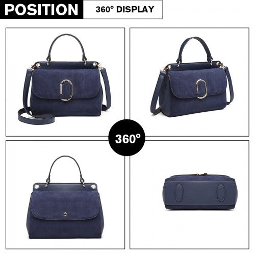 Easy Luggage LB6871-MISS LULU STYLISH LADIES LEATHER HANDBAG SHOULDER BAG NAVY