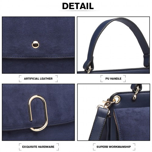 Easy Luggage LB6871-MISS LULU STYLISH LADIES LEATHER HANDBAG SHOULDER BAG NAVY