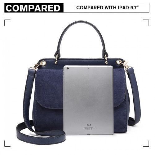 Easy Luggage LB6871-MISS LULU STYLISH LADIES LEATHER HANDBAG SHOULDER BAG NAVY