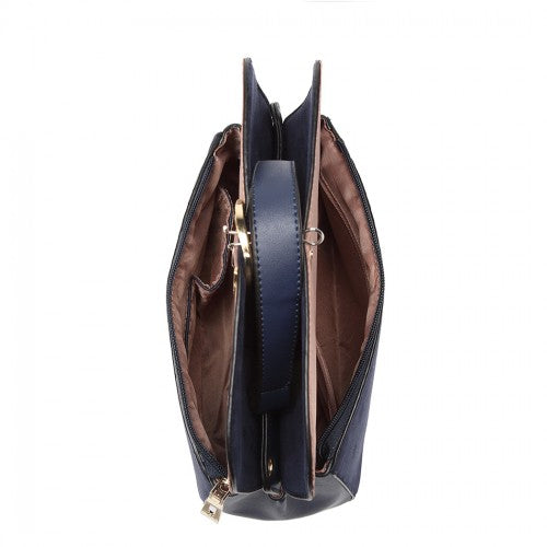 Easy Luggage LB6871-MISS LULU STYLISH LADIES LEATHER HANDBAG SHOULDER BAG NAVY