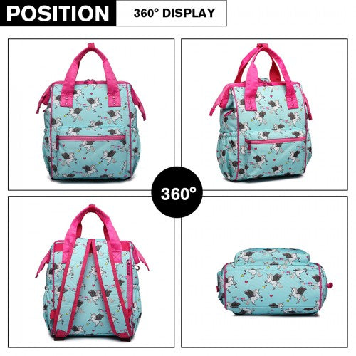 Easy Luggage LB6896 - Miss Lulu Child's Unicorn Backpack with Pencil Case - Blue