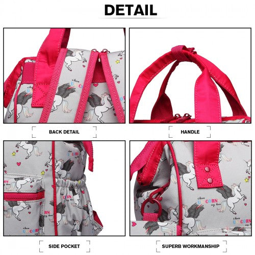 Easy Luggage LB6896 - Miss Lulu Child's Unicorn Backpack with Pencil Case - Grey