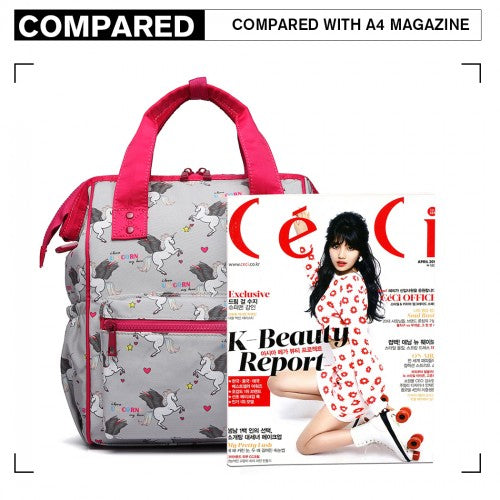 Easy Luggage LB6896 - Miss Lulu Child's Unicorn Backpack with Pencil Case - Grey