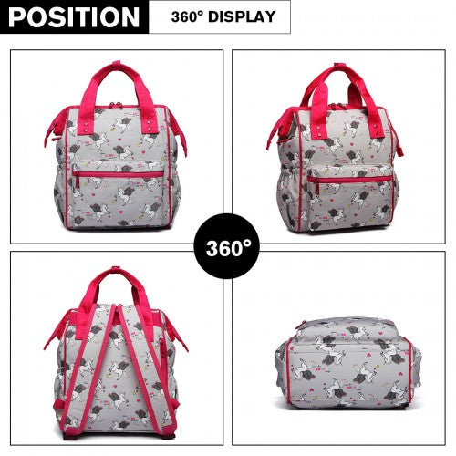 Easy Luggage LB6896 - Miss Lulu Child's Unicorn Backpack with Pencil Case - Grey
