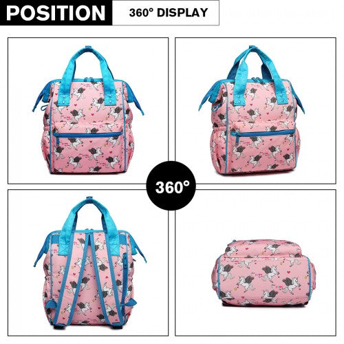 Easy Luggage LB6896 - Miss Lulu Child's Unicorn Backpack with Pencil Case - Pink