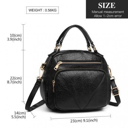Easy Luggage LB6907 - Miss Lulu Bowler Style Shoulder Bag - Black