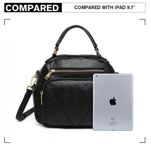 Easy Luggage LB6907 - Miss Lulu Bowler Style Shoulder Bag - Black