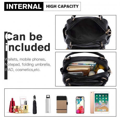 Easy Luggage LB6907 - Miss Lulu Bowler Style Shoulder Bag - Black