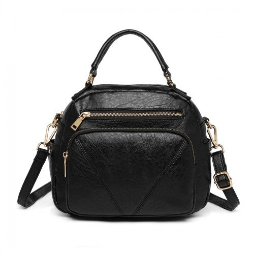 Easy Luggage LB6907 - Miss Lulu Bowler Style Shoulder Bag - Black