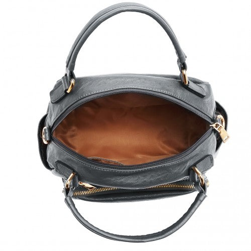 Easy Luggage LB6907 - Miss Lulu Bowler Style Shoulder Bag - Grey