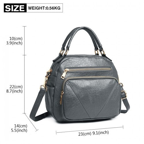 Easy Luggage LB6907 - Miss Lulu Bowler Style Shoulder Bag - Grey