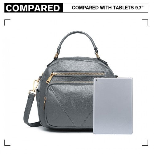 Easy Luggage LB6907 - Miss Lulu Bowler Style Shoulder Bag - Grey