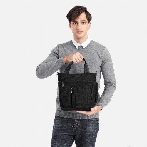 Easy Luggage LB6923 - Kono Multi-Compartment Tote Shoulder Bag - Black