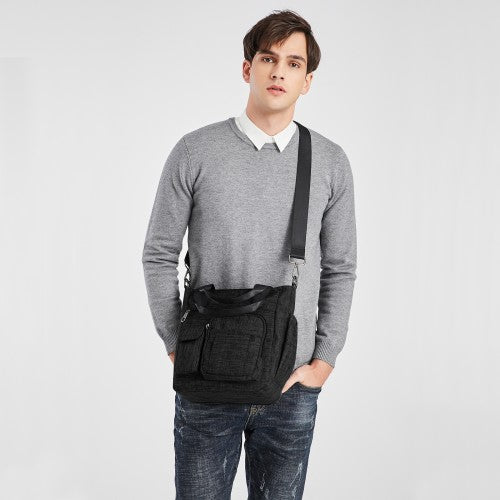 Easy Luggage LB6923 - Kono Multi-Compartment Tote Shoulder Bag - Black