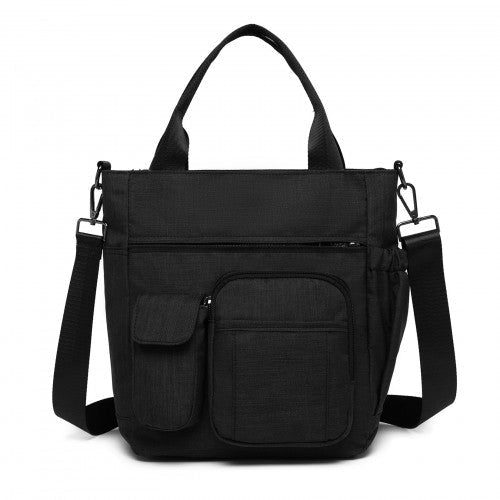 Easy Luggage LB6923 - Kono Multi-Compartment Tote Shoulder Bag - Black