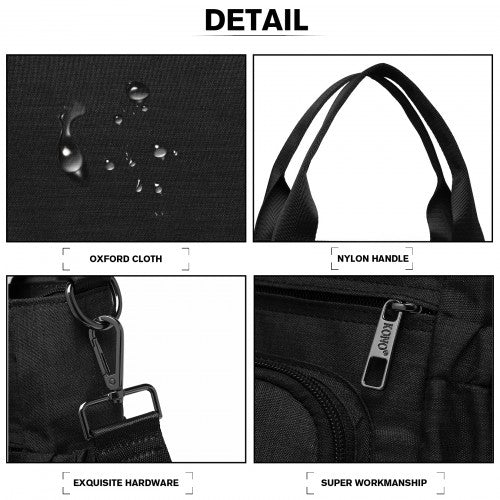 Easy Luggage LB6923 - Kono Multi-Compartment Tote Shoulder Bag - Black