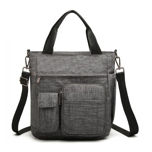 Easy Luggage LB6923 - Kono Multi-Compartment Tote Shoulder Bag - Grey