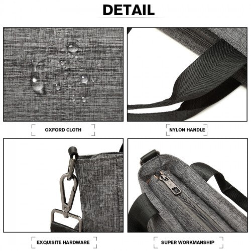 Easy Luggage LB6923 - Kono Multi-Compartment Tote Shoulder Bag - Grey