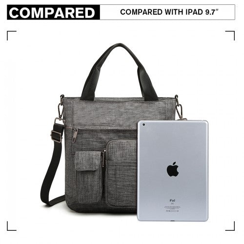 Easy Luggage LB6923 - Kono Multi-Compartment Tote Shoulder Bag - Grey