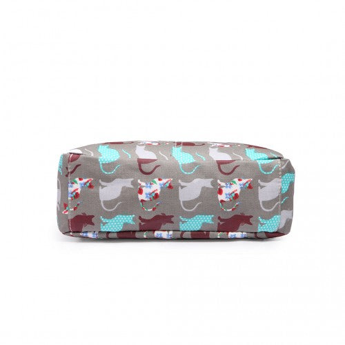 Easy Luggage LC1644CT - Miss Lulu Regular Matte Oilcloth Square Bag Cat Grey