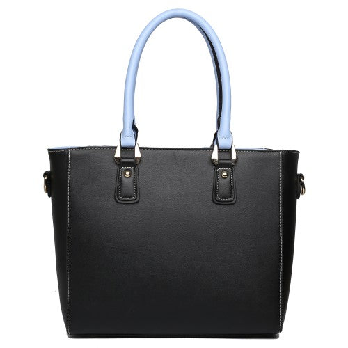 Easy Luggage LG1641 - Miss Lulu Leather Look V-Shape Shoulder Handbag - Blue
