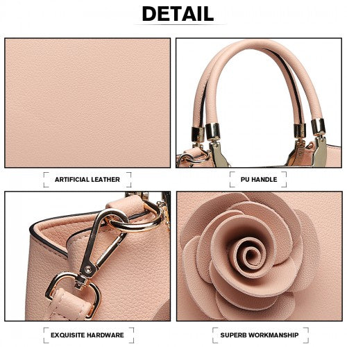Easy Luggage LG1847 - MISS LULU PU LEATHER ROSE HANGING ORNAMENT HANDBAG - PINK