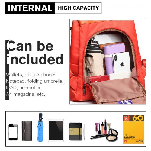 Easy Luggage LG1903 - Miss Lulu Two Way Backpack Shoulder Bag with Pom Pom Pendant - Orange