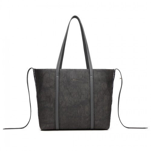 Easy Luggage LG1922 - MISS LULU LEATHER LOOK TWO WAY TOTE SHOULDER BAG - GREY