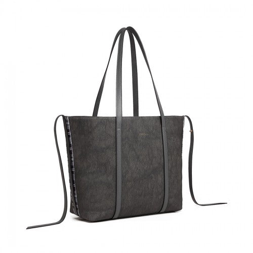 Easy Luggage LG1922 - MISS LULU LEATHER LOOK TWO WAY TOTE SHOULDER BAG - GREY