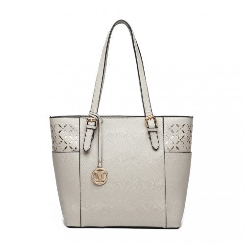 Easy Luggage LG1943 - MISS LULU LASER CUT OUT TOTE SHOPPER BAG - GREY