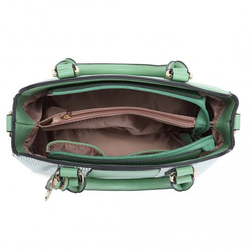 Easy Luggage LG2001 - Miss Lulu Gingham Plaid Panel Shoulder Bag - Green