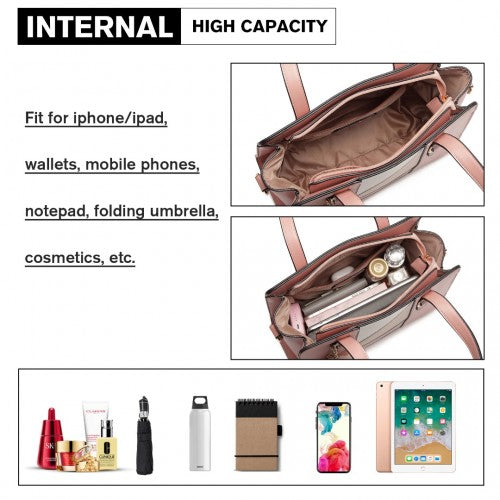 Easy Luggage LG2051 - Miss Lulu Colour Block Cross-Body Handbag - Pink