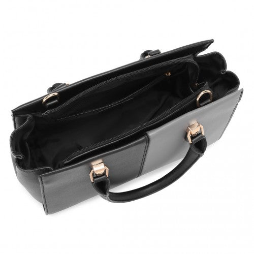 Easy Luggage LG2224 - Miss Lulu Vintage Two-colour Patchwork Handbag Tote Bag - Black