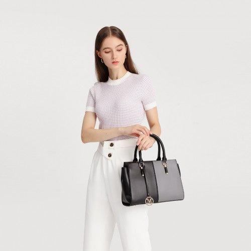 Easy Luggage LG2224 - Miss Lulu Vintage Two-colour Patchwork Handbag Tote Bag - Black