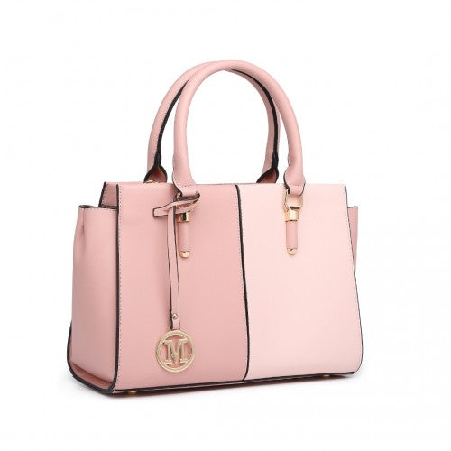 Easy Luggage LG2224 - Miss Lulu Vintage Two-colour Patchwork Handbag Tote Bag - Pink