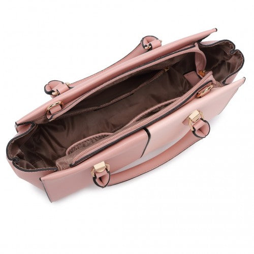 Easy Luggage LG2224 - Miss Lulu Vintage Two-colour Patchwork Handbag Tote Bag - Pink