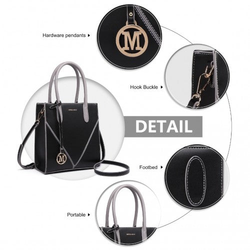 Easy Luggage LG2255 - Miss Lulu Rectangular Soft Leather Cross Body Bag - Black