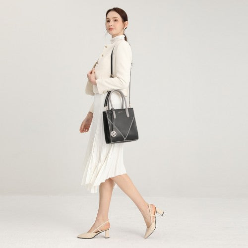 Easy Luggage LG2255 - Miss Lulu Rectangular Soft Leather Cross Body Bag - Black