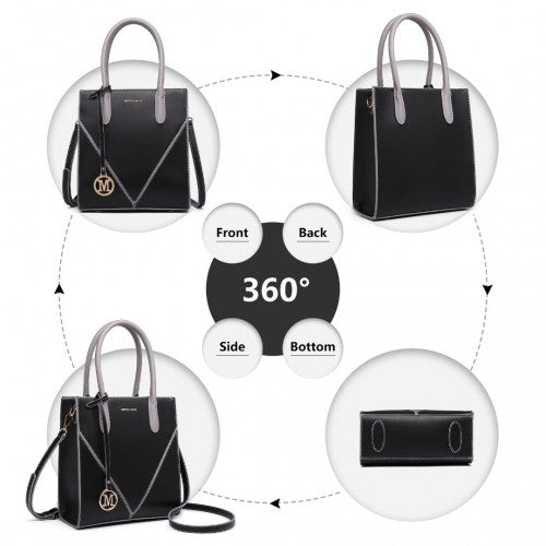 Easy Luggage LG2255 - Miss Lulu Rectangular Soft Leather Cross Body Bag - Black
