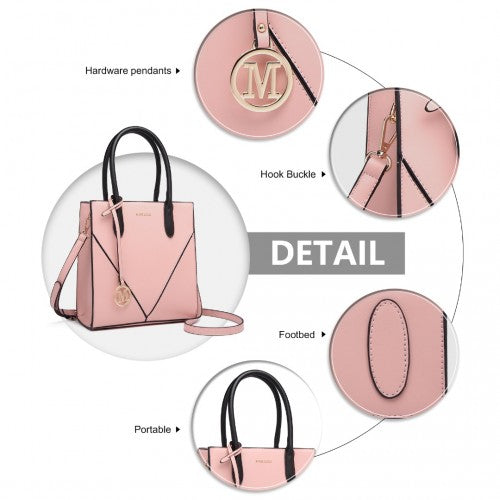 Easy Luggage LG2255 - Miss Lulu Rectangular Soft Leather Cross Body Bag - Pink