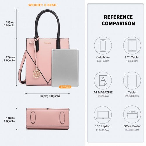Easy Luggage LG2255 - Miss Lulu Rectangular Soft Leather Cross Body Bag - Pink