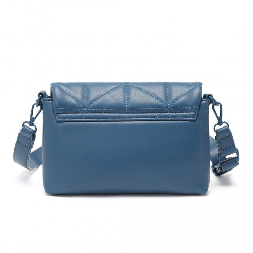 Easy Luggage LG2318 - Miss Lulu Chic Quilted Shoulder Bag With Chain Strap - Blue