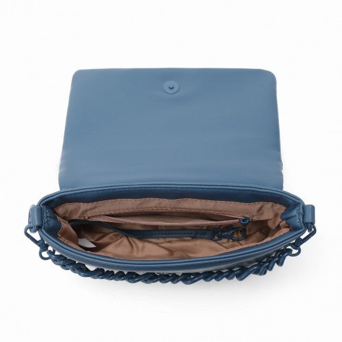 Easy Luggage LG2318 - Miss Lulu Chic Quilted Shoulder Bag With Chain Strap - Blue