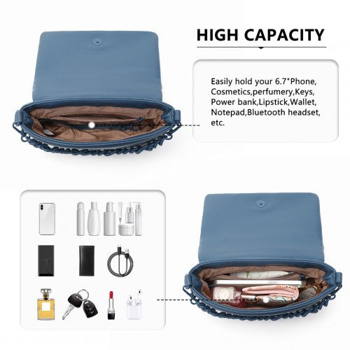 Easy Luggage LG2318 - Miss Lulu Chic Quilted Shoulder Bag With Chain Strap - Blue