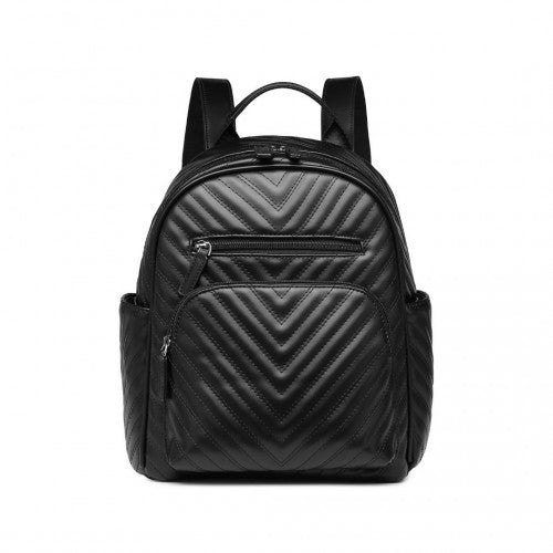 Easy Luggage LG2323 - Miss Lulu Water-resistant Chic PU Leather Backpack - Black