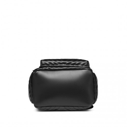 Easy Luggage LG2323 - Miss Lulu Water-resistant Chic PU Leather Backpack - Black